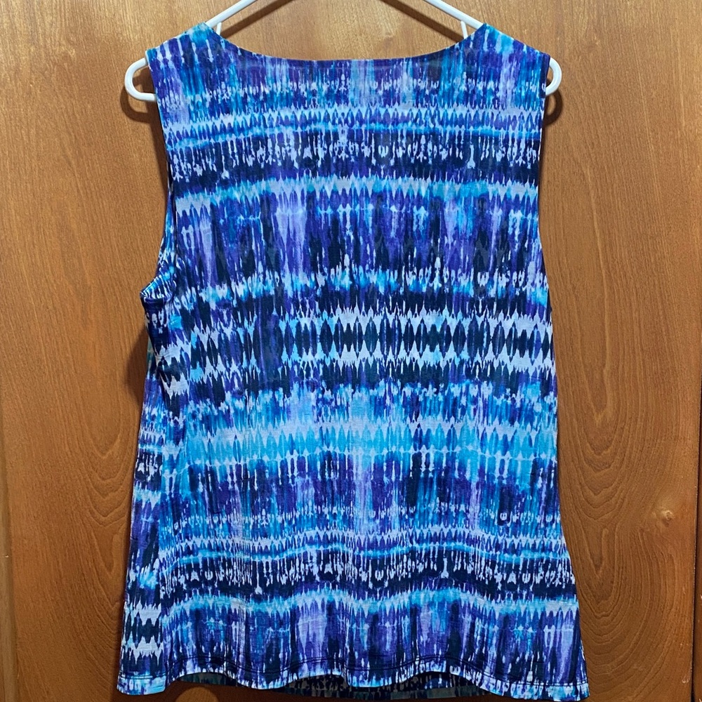 212 Collection Blue Multi-Patterned Cowl Neck Tank Spring - Picture 3 of 8